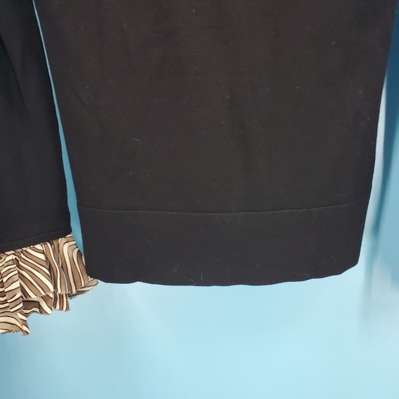 Tory Burch black wool sweater tan striped silk trim *flaw* - Picture 14 of 16